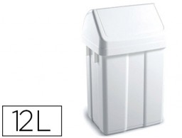 Papelera contenedor plástico blanco con tapadera 12l.